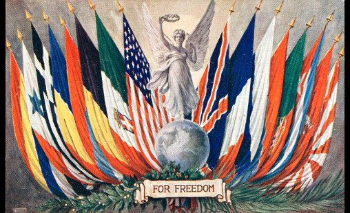 Image showing flags from multiple countries, with the words 'for freedom'