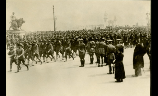 Image showing WWI-era troop review